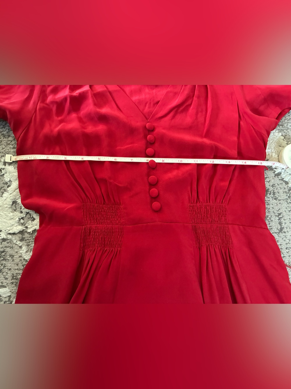 NWT vintage Betsy Johnson silk dress Sz 6 100% silk cherry red button retro 60s - Picture 4 of 10